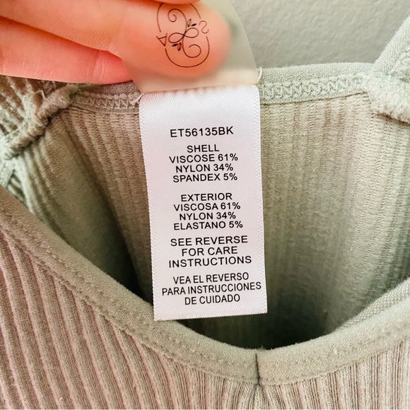 Revival Ribbed Tank Top Green Sz OS - Picture 5 of 8